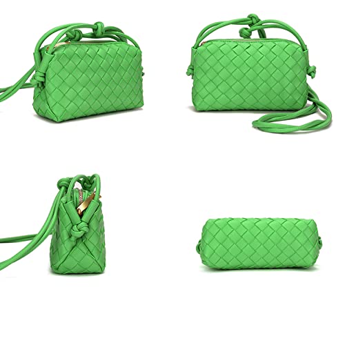 Green Crossbody Clutch Handbag, Handmade Woven Shoulderbag