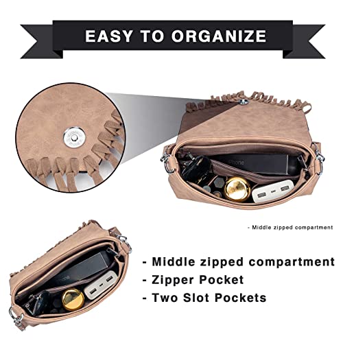 LAVAWA Women's Small Fringe Crossbody Handbag, Turquoise