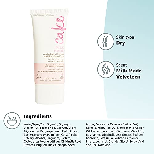 Velveteen Hand Cream: Cake Milk Scent, 2 oz