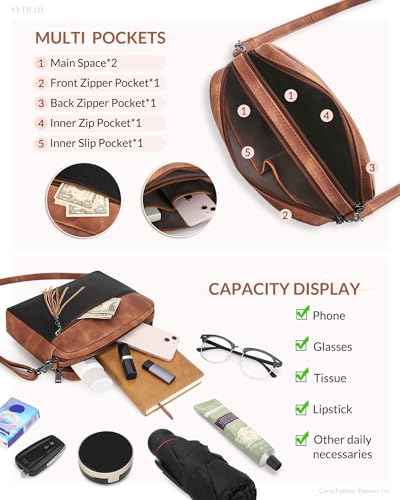 SYTRAH Medium Crossbody Purse, Soft Leather Shoulder Handbag