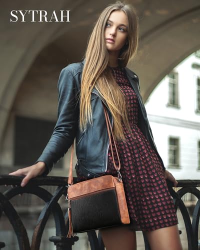 SYTRAH Medium Crossbody Purse, Soft Leather Shoulder Handbag