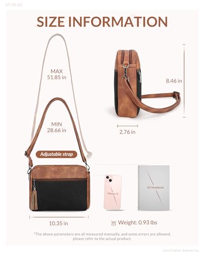 SYTRAH Medium Crossbody Purse, Soft Leather Shoulder Handbag