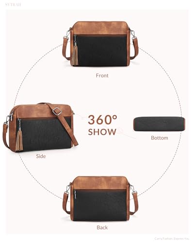 SYTRAH Medium Crossbody Purse, Soft Leather Shoulder Handbag