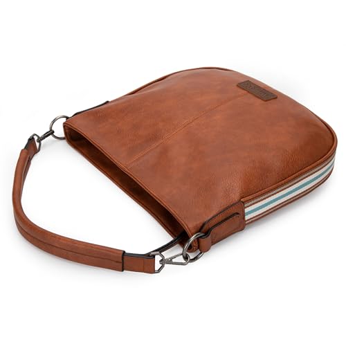 VIP Striped Cotton Ribbon Shoulder Purses, Brown