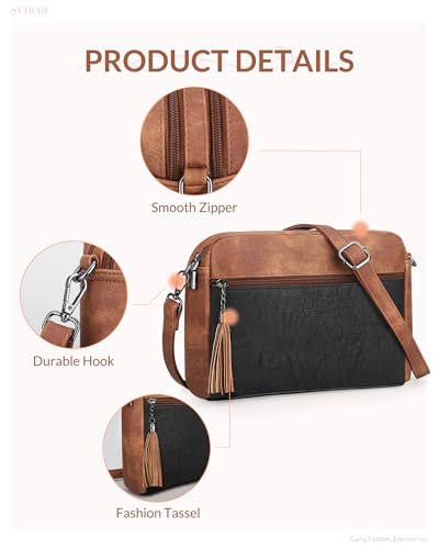 SYTRAH Medium Crossbody Purse, Soft Leather Shoulder Handbag