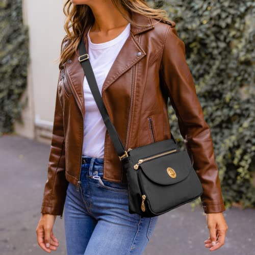 Baggallini Calais Crossbody Bag for Women, Black/Gold