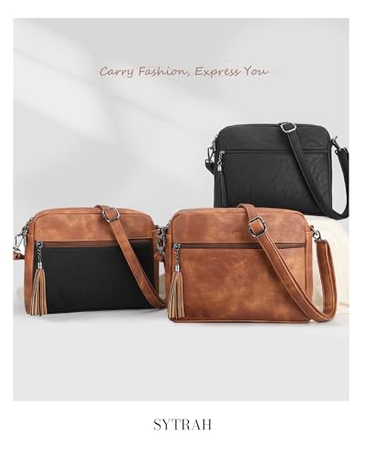 SYTRAH Medium Crossbody Purse, Soft Leather Shoulder Handbag