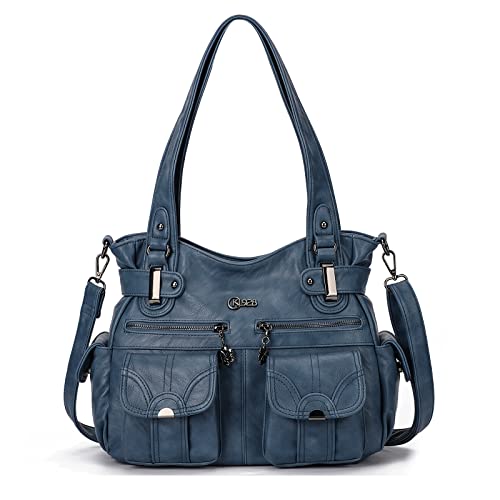 VIP Women's Large Multi-Pocket Tote Bag - Grey/Blue