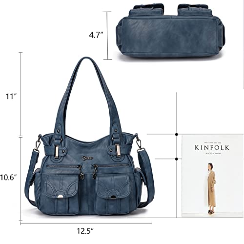 VIP Women's Large Multi-Pocket Tote Bag - Grey/Blue