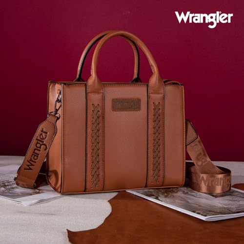 Wrangler Women's Top-handle Tote Bag, Plain Brown