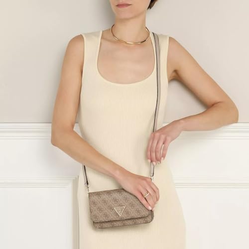 GUESS Noelle Crossbody Flap Organizer, Latte Logo (Women's)
