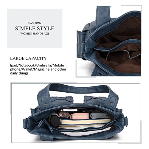 VIP Women's Large Multi-Pocket Tote Bag - Grey/Blue