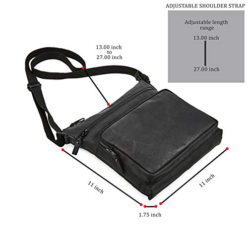 Cochoa Black Leather Triple Zip Vintage Crossbody Handbag