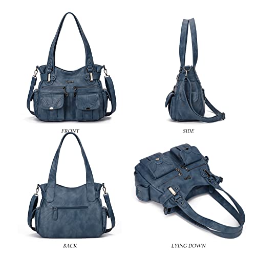 VIP Women's Large Multi-Pocket Tote Bag - Grey/Blue