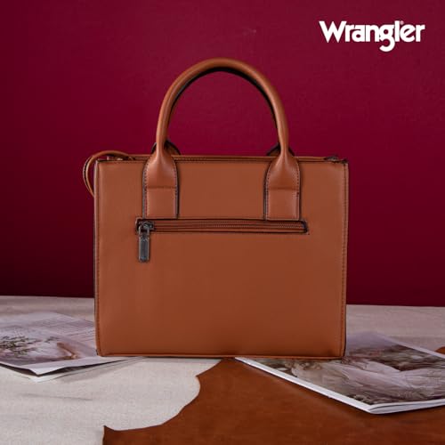 Wrangler Women's Top-handle Tote Bag, Plain Brown