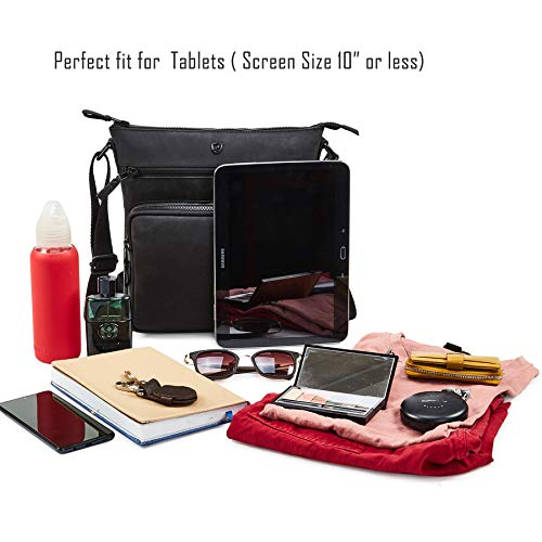 Cochoa Black Leather Triple Zip Vintage Crossbody Handbag