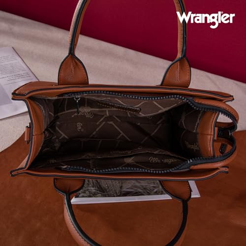 Wrangler Women's Top-handle Tote Bag, Plain Brown