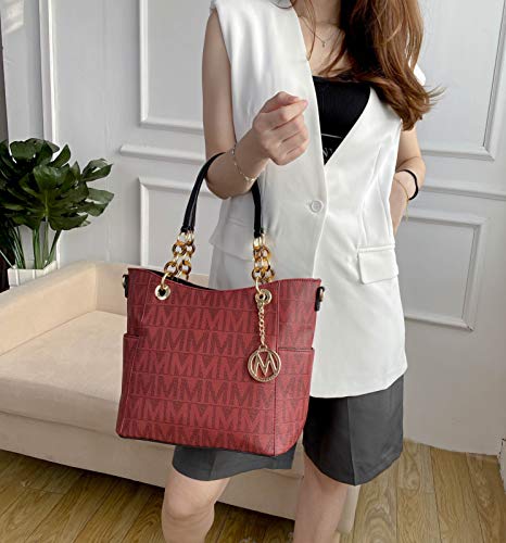 Luxury MKF Collection Black Leather Shoulder Bag for Women