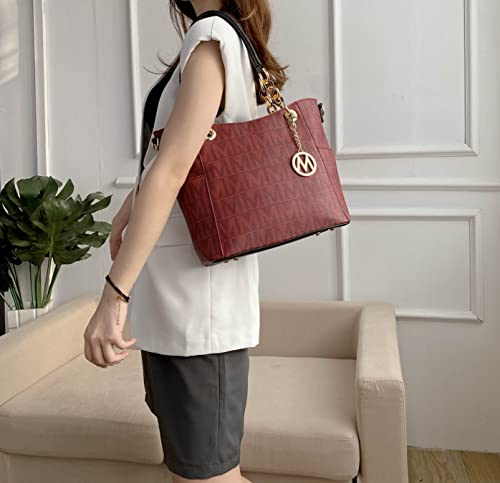 Luxury MKF Collection Black Leather Shoulder Bag for Women