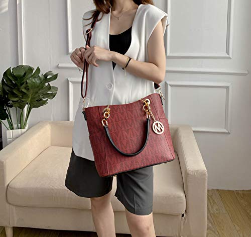 Luxury MKF Collection Black Leather Shoulder Bag for Women