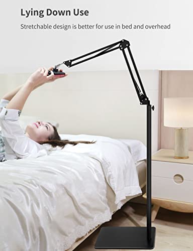 Adjustable Tablet Floor Stand with Overhead Phone Mount
