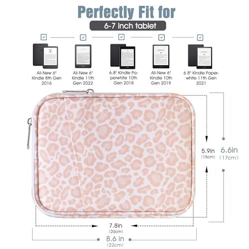 TiMOVO 6-7 Inch Kindle Sleeve in Pink Leopard