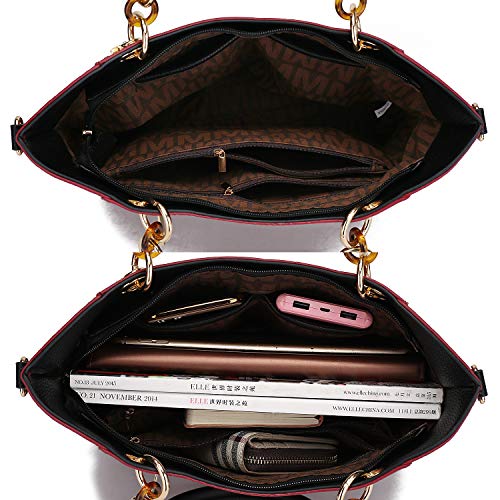 Luxury MKF Collection Black Leather Shoulder Bag for Women