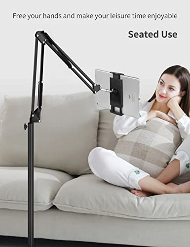 Adjustable Tablet Floor Stand with Overhead Phone Mount
