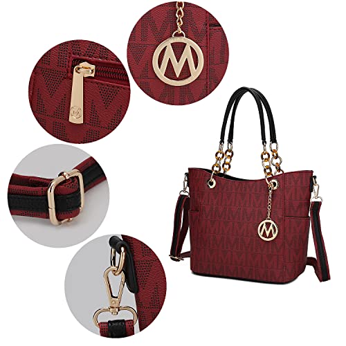 Luxury MKF Collection Black Leather Shoulder Bag for Women