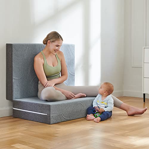 Molblly Folding Memory Foam Mattress, Twin Size, Grey