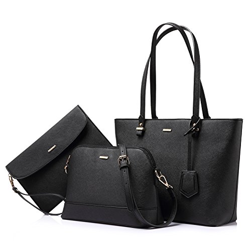 VIP Handbag Set: Shoulder, Tote, Satchel, Hobo - Black