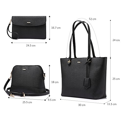 VIP Handbag Set: Shoulder, Tote, Satchel, Hobo - Black