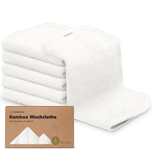 6-Pack Organic Bamboo Baby Washcloths - Ultra Soft