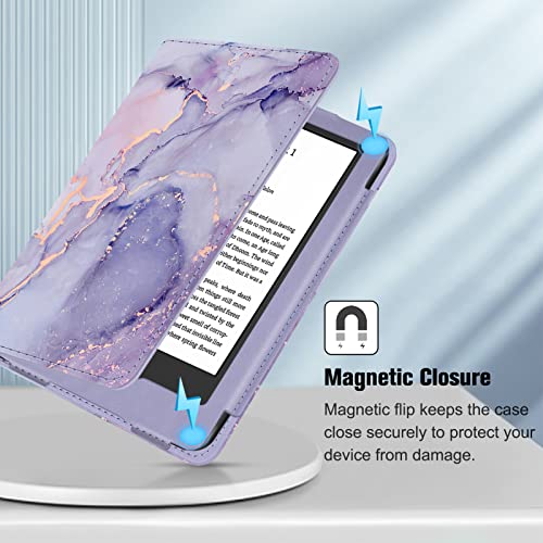 Lilac Marble Book Style Case for Kindle 2022