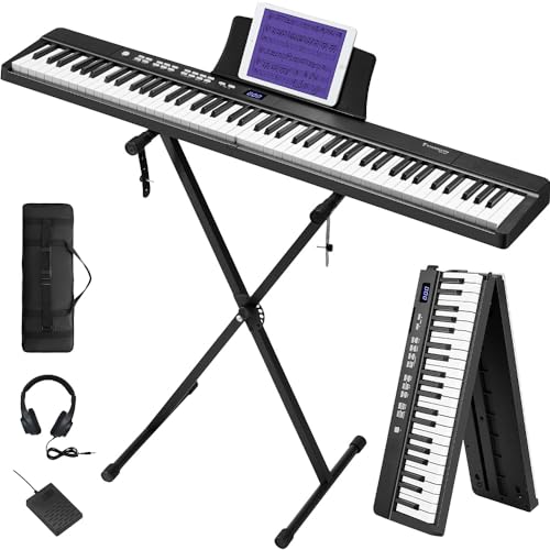 Starfavor Portable 88-Key Folding Electric Piano with Stand