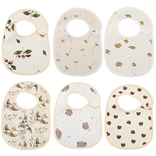 Organic Muslin Cotton Baby Bibs, 6-Pack VIP Bundle