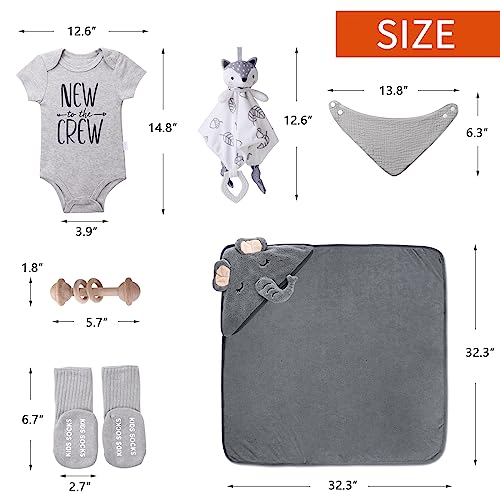 Newborn Baby Gift Box Set: Blanket, Lovey, Rattle, Clothes