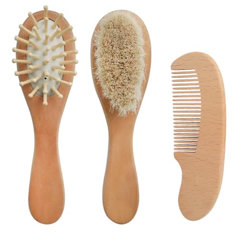 Soft Goat Bristle Baby Hair Brush Comb Set