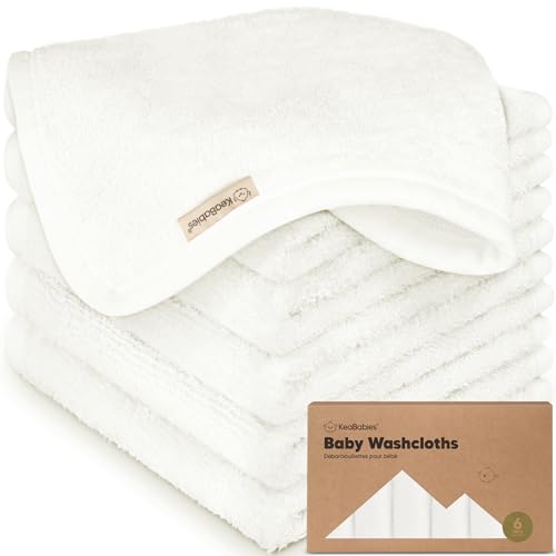 6-Pack Organic Bamboo Baby Washcloths - Ultra Soft