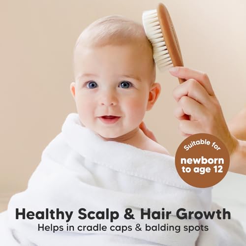 VIP Baby Hair Brush - Soft Goat Bristles, Cradle Cap Grooming