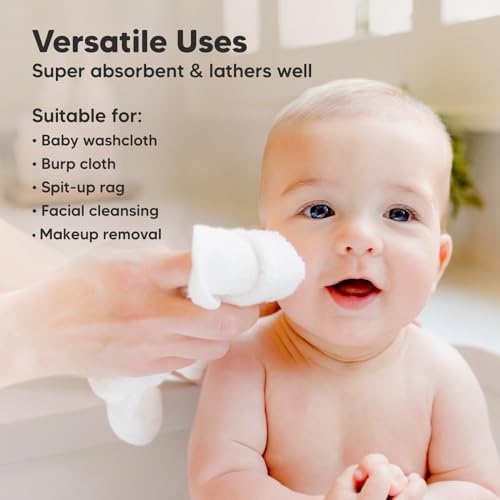 6-Pack Organic Bamboo Baby Washcloths - Ultra Soft