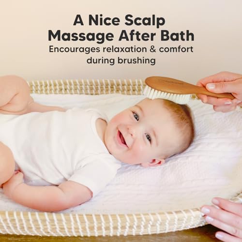 VIP Baby Hair Brush - Soft Goat Bristles, Cradle Cap Grooming