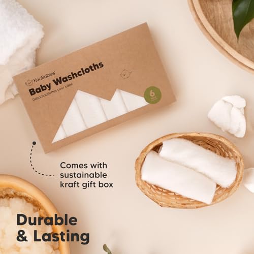 6-Pack Organic Bamboo Baby Washcloths - Ultra Soft