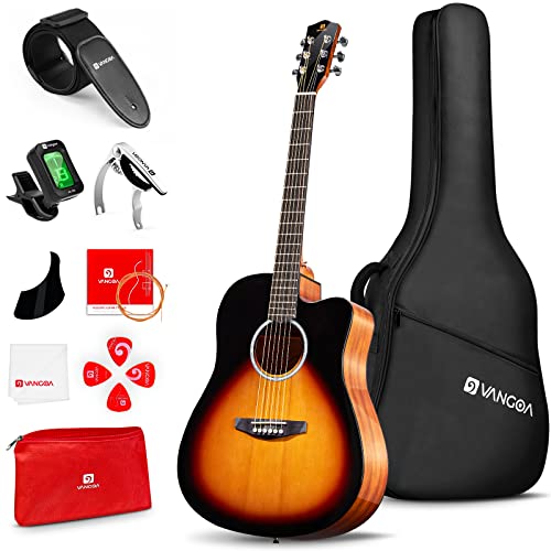 Vangoa Sunburst Acoustic Guitar Bundle for Beginner Teenagers