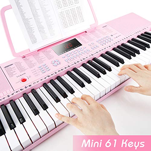 Vangoa Pink Premium 61-Key Electric Keyboard Piano