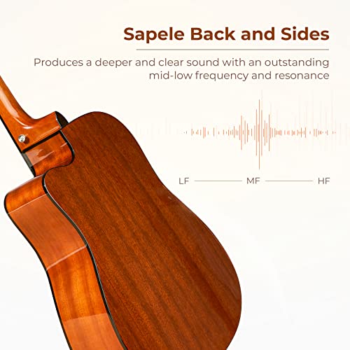 Vangoa Sunburst Acoustic Guitar Bundle for Beginner Teenagers