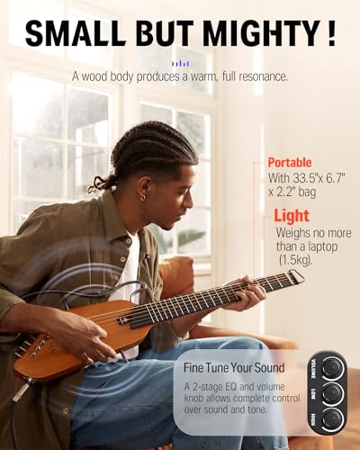 Donner HUSH-I Portable Ultra-Light Headless Acoustic-Electric Guitar