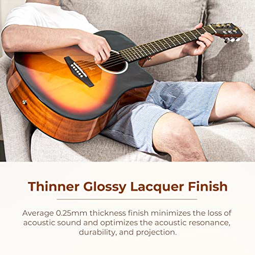 Vangoa Sunburst Acoustic Guitar Bundle for Beginner Teenagers