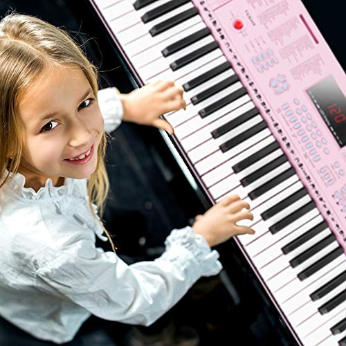 Vangoa Pink Premium 61-Key Electric Keyboard Piano