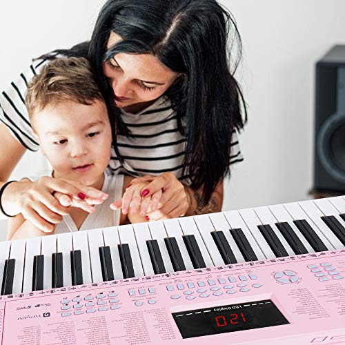 Vangoa Pink Premium 61-Key Electric Keyboard Piano